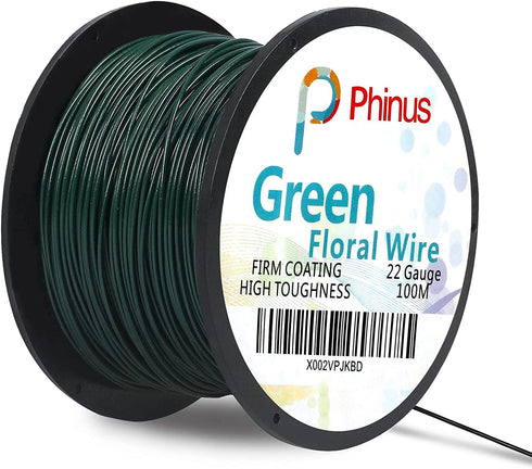 Floral Wire, 110 Yards 22 Gauge Green Florist Wires, Flexible Green Wire Paddle Wires for Crafts, Christmas Wreaths Tree, Garland and Floral Flowe...