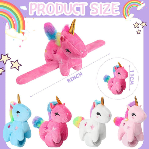 Animal Slap Bracelets Stuffed Animal, Stuffed Animal Plush Slap Bracelets Bulk Kids Toys, 8 Inches (Unicorn,8 Pcs)...