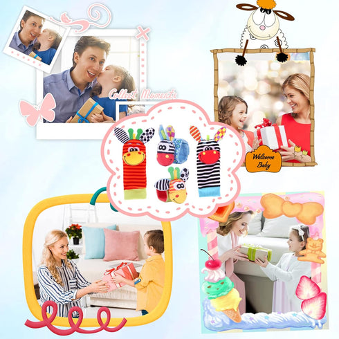 Wrist Rattle Foot Finder Socks Set for Baby Arm Hand Bracelet Rattle Feet Leg Ankle Socks Newborn Soft Sensory Toys Baby Socks Newborn Rattles Toy...