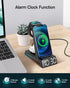 Wireless Charging Station - 4 in 1 Wireless Charger with Alarm Clock, Charging Stand Dock for iPhone 15/14/13/12/11/Pro/Max/XR/XS/X/Samsung Phone,...