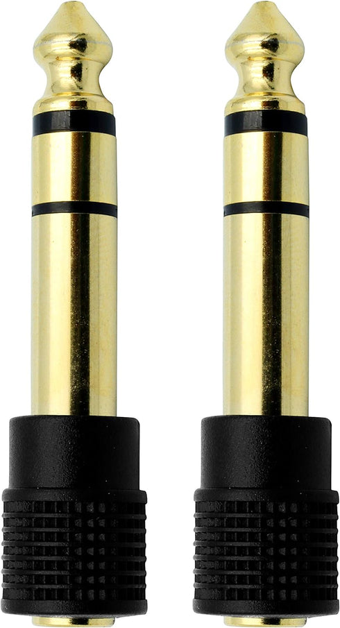 Audio Adapter 6.35mm (1/4 inch) Male to 3.5mm (1/8 inch) Female Stereo Headphone Connector Gold Plated, 2 Pack...