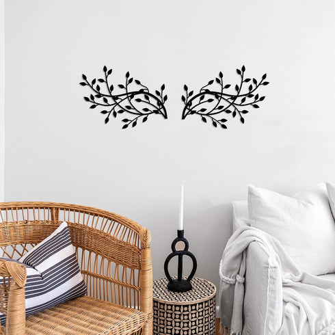 2 Pieces Metal Tree Leaf Wall Decor Vine Olive Branch Leaf Wall Art Wrought Iron Scroll Sculptures Home Decor Above The Bed,Branches Hanging Wall ...