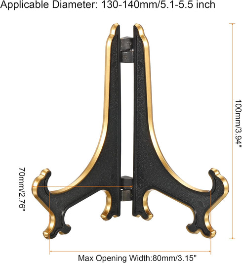 PATIKIL 4" Acrylic Decorative Plate Stand Holder, 2 Pack Table Use Foldable Picture Easel Frame Holder for Displaying Photos, Card, Canvases, Blac...