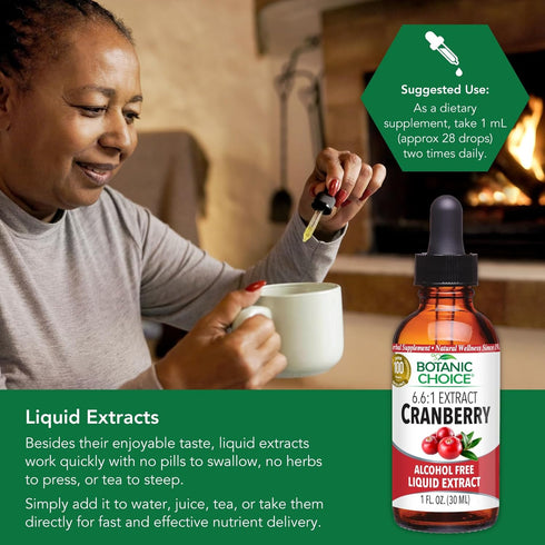 Botanic Choice – Cranberry Liquid Extract – Herbal Supplement – Fast Acting, Easy to Swallow, Alcohol Free, Gluten Free – 1 Ounce...