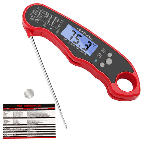 Lonicera Digital Meat Thermometer for Food Cooking. Waterproof & Instant Read for Kitchen Baking, BBQ. with Foldable Probe, Backlight & Calibratio...