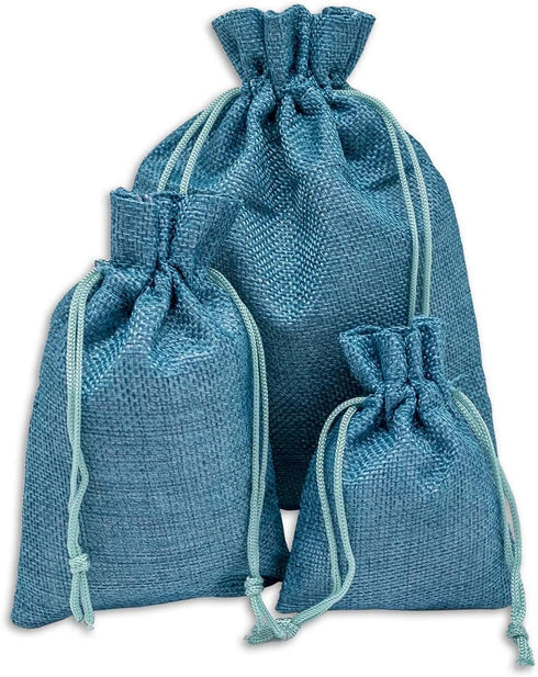 12-Pack 5.5x7.75 Natural Burlap Gift Bags w. Drawstring (Teal Blue, Medium) for Party Favors, Presents or DIY Craft by TheDisplayGuys...