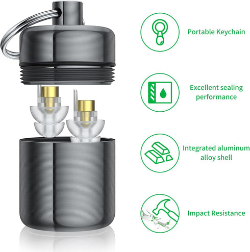 Ear Plug Carrying Case Keychain(2 Pack), Small Waterproof Metal Earplug Case Ear Plug Holder Container Great for Earplugs, Pills Case Pill Box and...