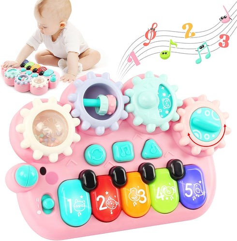 BAOLI Baby Piano Toys 18 Months, Kids Piano Keyboard with Gears Game, Light Up Musical Toys for Toddlers Boys Girls, Early Educational Music Toy, ...