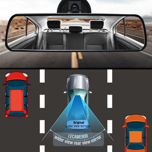 Anti-Glare Rear View Mirror,LECAMEBOR Blue HD Universal Car Interior Rear View Mirror with Adjustable Suction Cup (360° Adjustable Angle)...
