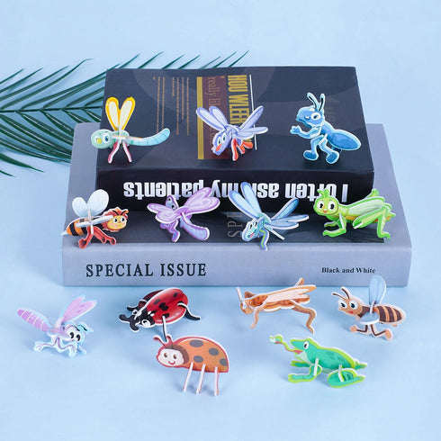DERAYEE 3D Puzzles for Kids, 25 Pcs Paper Insect Cartoon Jigsaw Forest Theme Educational Toys for Boys Girls Birthday Party Gift Art Crafts (Insec...