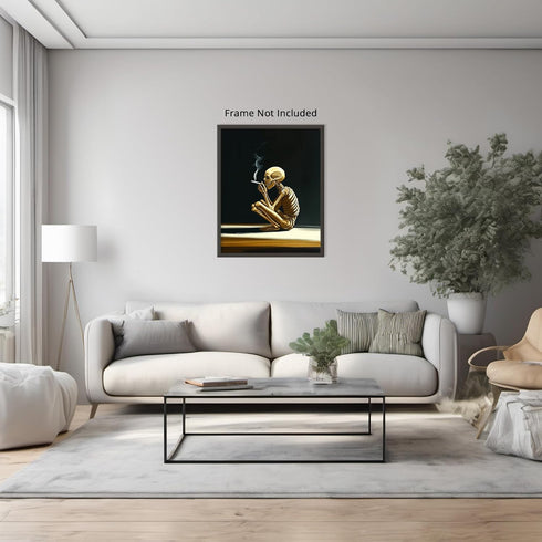 Posterizer 1 pcs-skeleton smoking on the porch-holloween decor 3-Gothic Art- Gift for Men Women Entrepreneur Teens -Living Room Bedroom Decor- unf...