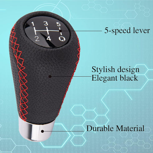 Manual Shifter Knob 5 Speed Leather Gear Shifting Knob Fit Most Manual Transmissions Black...