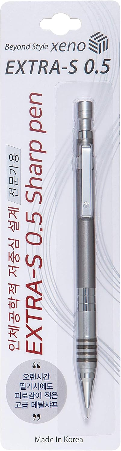 Xeno Extra S 0.5mm Professional Mechanical Pencil with Lead, Low Center of Gravity Design, Silicon Rings, Drawing, Draft (Metallic Gray Body)...