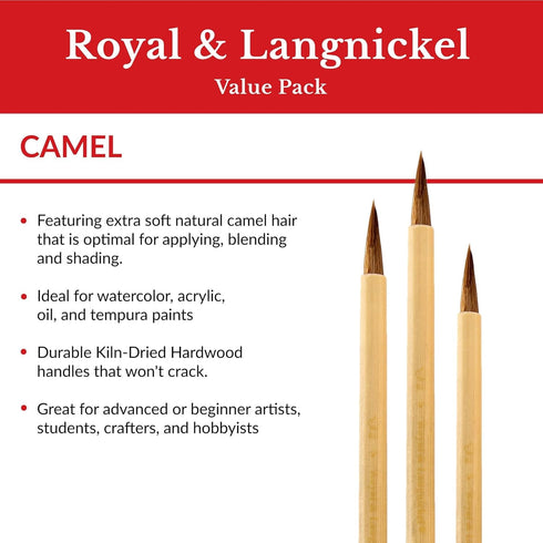 Royal & Langnickel RSET-9149 Royal Zip N' Close Brown Bamboo 4-Piece Brush Set, 10.5 x 2.9 x 0.5...