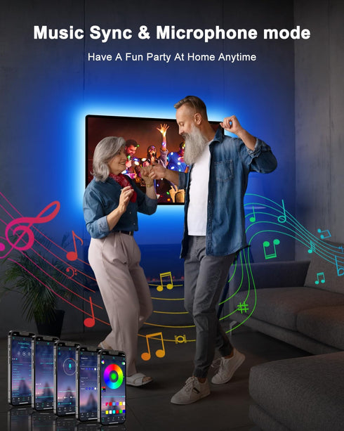 Daymeet LED Lights for TV 40-65 inch TV Behind Lighting, 13.1ft TV Led Backlight TV Led Light Strip, USB Powered RGB Led TV Lights Behind with Rem...