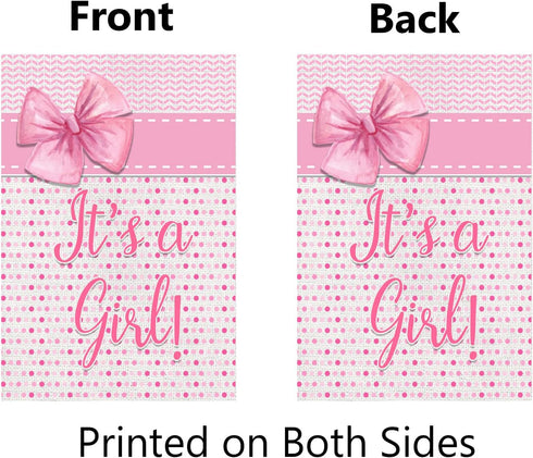 It's A Girl Garden Flag Pink Baby Shower Birth Announcement Decorations for Girl 12x18 Inch Double Sided New Baby Garden Flag Gender Reveal Party ...