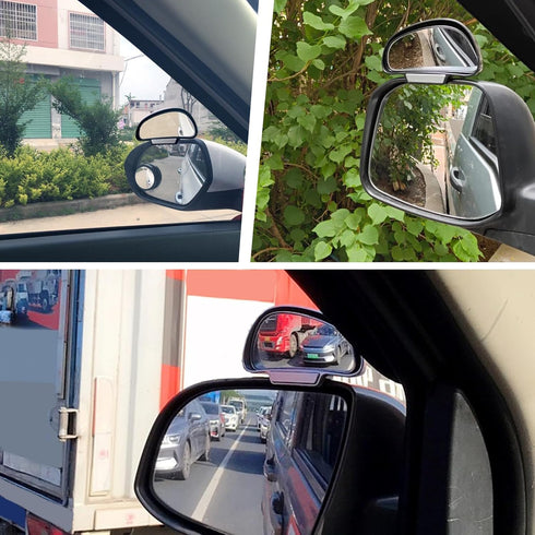 Car Blind Spot Mirror, HD Glasses Car Auxiliary Mirrors, Car Rearview Mirror Convex Wide Angle Stick + Clip On, Adjustable for Cars SUV Trucks Lef...