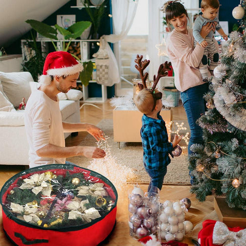 Primode Christmas Wreath Storage Bag 30" | Garland Wreaths Container with Clear Window for Easy Holiday Storage | Durable 600D Oxford Material (Re...