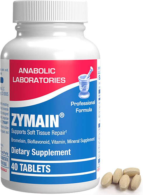 Bromelain Supplement for Soft Tissue Injuries - 40 Tablets - Vitamin C, Zinc, Citrus Bioflavonoids - Soft Tissue Support for Acute Injury Recovery...