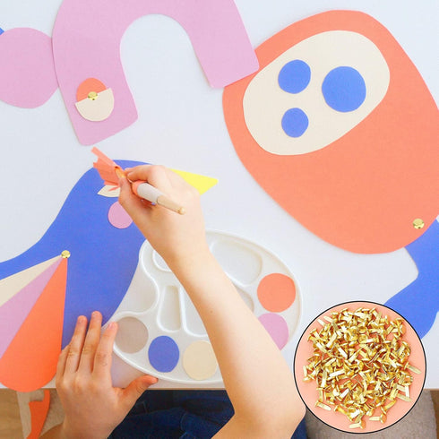 600pcs Metal Brads Paper Fasteners Round Brass Fasteners Split Pins for Kids Crafts School Projects, Scrapbooking, Office, DIY Supplies 0.47x0.3in...