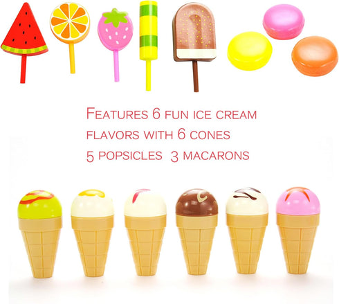PowerTRC 22 Pcs Sweet Treats Ice Cream and Desserts Tower Playset | Perfect for Kids' Playtime Adventures with Popsicles and Ice Cream Delights!...
