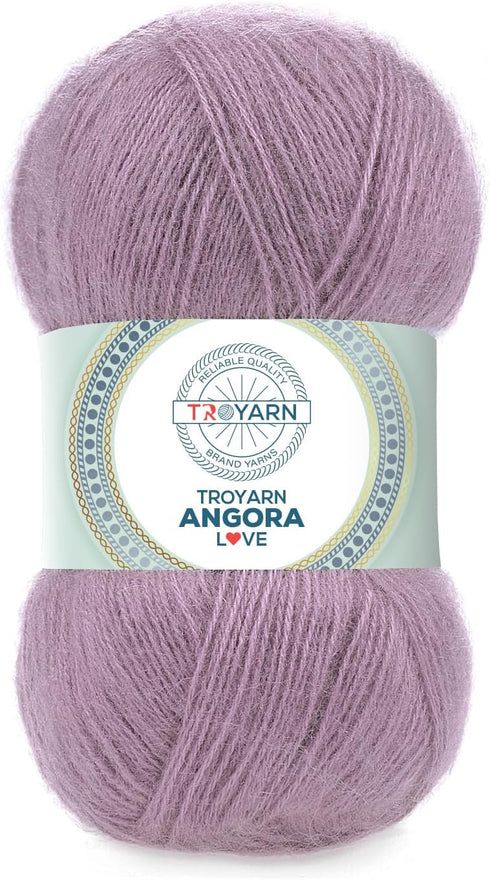 Angora Love (2- Skeins Pack) 20% Wool%80 Acrylic Thread Crochet Lace Weight #1 Fingering and Socks Yarn (2 x 3.52 oz) / (2 x 601 Yds) (108312 - Pu...