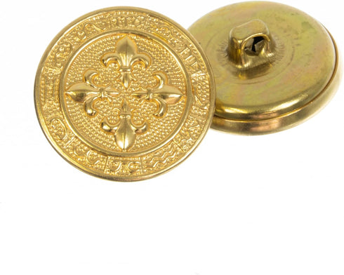 Mibo Buttons & Accessories Mibo 10pc Gold Metal Shank Button 36L(22mm) with Fleur De Lis Design Pattern - Gold, Antique Gold L, 7/8 Inch( 22mm) / ...