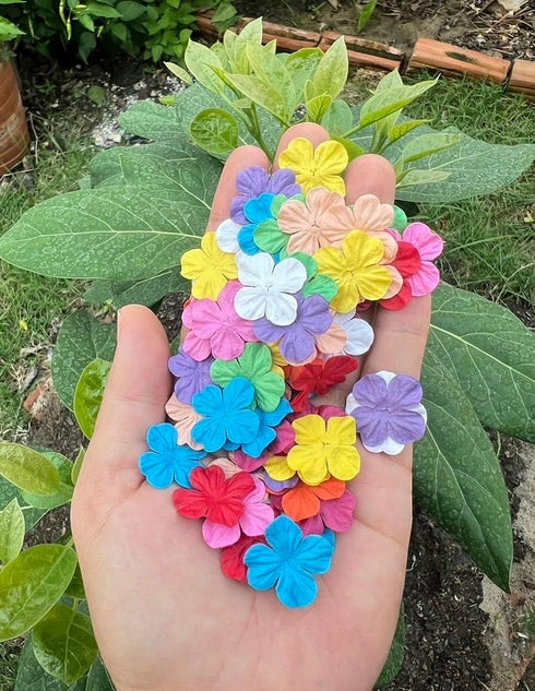 100 Pcs Patch Hydrangeas Flowers 25x25mm Mulberry Paper Flowers Scrapbooking Wedding DIY Craft Supplies Card. (10 Colos)...