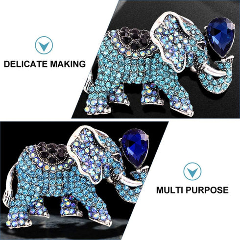 Amosfun Elephant Brooch Pin Rhinestone Crystal Elephant With Balloons Breastpin Broach Jewelry Gift for Woman Blue...
