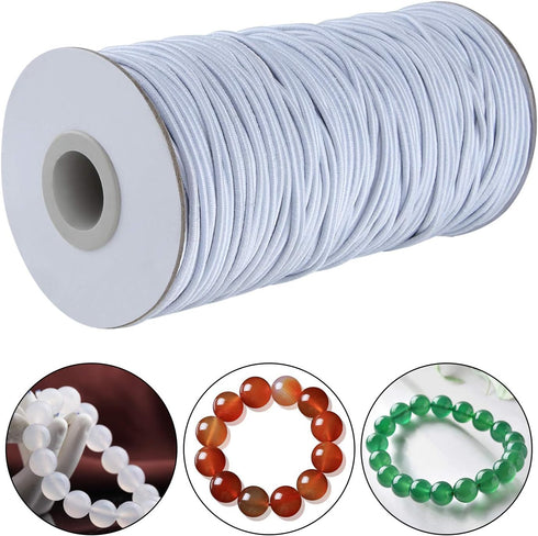 Stretchy Bracelet String 1 Roll 2mm Elastic Cord Sturdy Elastic Beading Cord 100 Yards Stretchy String for Bracelet Jewelry Making Necklaces Beadi...