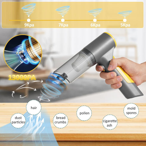 Handheld Car Vacuum Cleaner, 4 in 1 Wireless Handheld Vacuum Cleaner with High Power 13000Pa Brushless Motor and Type-C, Mini Car Vacuum with 6000...