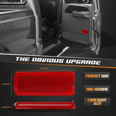 HERCOO Premium Interior Door Reflectors Red Front & Rear Reflector Light Cover Compatible with Ford Excursion 2000-2005, F250 F350 F450 F550 Super...