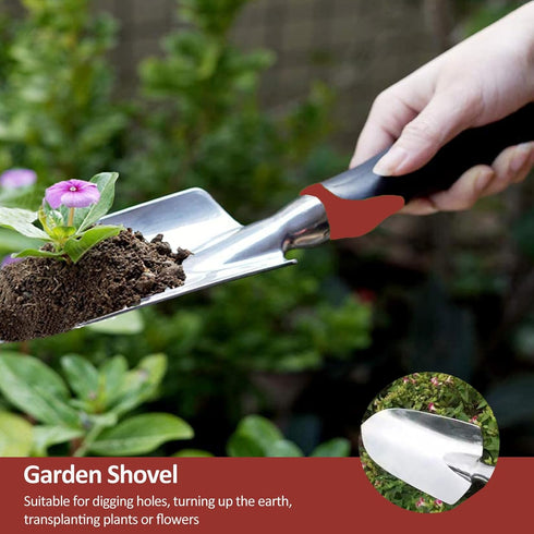 Garden Tool Set, 3 Piece Gardening Tools Includes Garden Trowel, Transplant Trowel and Hand Rake with Non-Slip Ergonomic Handle, Heavy Duty Garden...