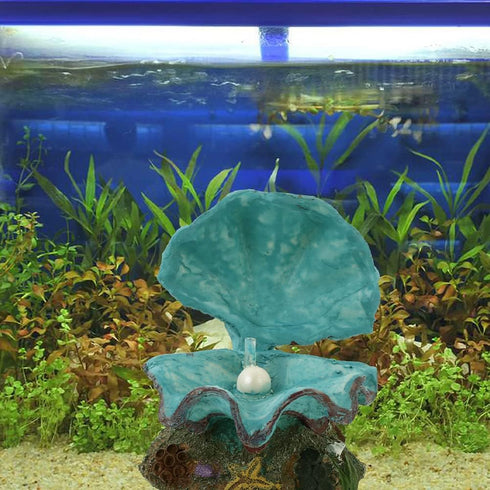 LUOZZY 2Pcs Pearl Scallop Ornaments Fish Tank Bubbler Decorations Underwater Aquarium Resin Craft Decors...