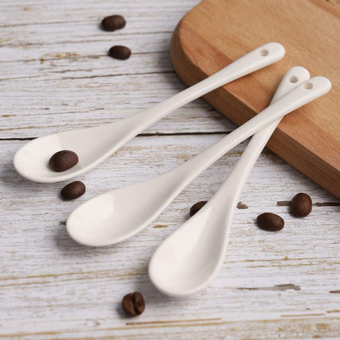 Porcelain Egg Spoons Ceramic Spoons Set of 8 Teaspoons for Tea Coffee Desserts Salt Sugar Spoon...