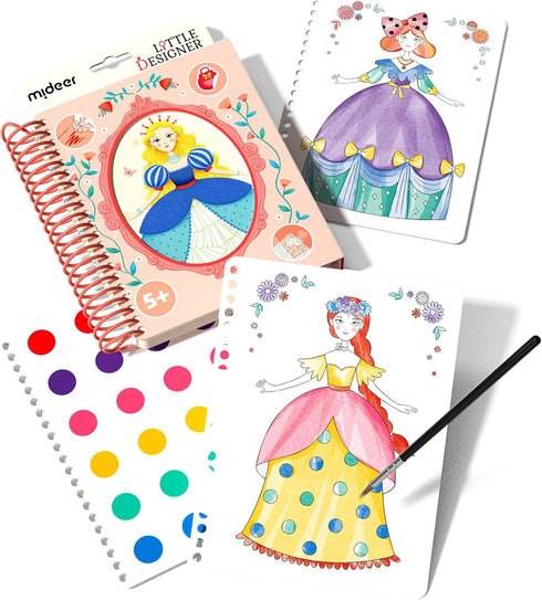 MiDeer Fashion Design Sketchbook with Watercolor Painting, Princess Dress-up Activity Book with Stencils and Stickers, Fashion Designer Kits for K...