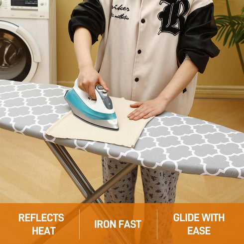 Ironing Board Cover and Pad 15x54 inch Standard Size Ironing Board Cover with Elastic Edge 4 Fasteners, Thick Padding, Heat Reflective, Scorch Res...