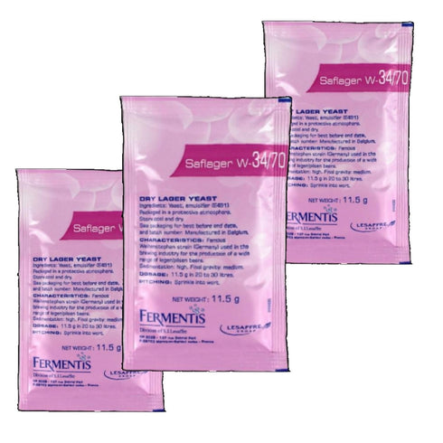 3X Fermentis Saflager W34/70 Beer Yeast Lager and Pilsner ales 11.5g 10-15L...