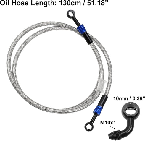 X AUTOHAUX Brake Hose AN3 28 90 Degree M10 Motorcycle Hydraulic Brake Line Oil Hose Pipe Fitting for ATV Motorcycle Motocross Racing Bike 130cm Si...