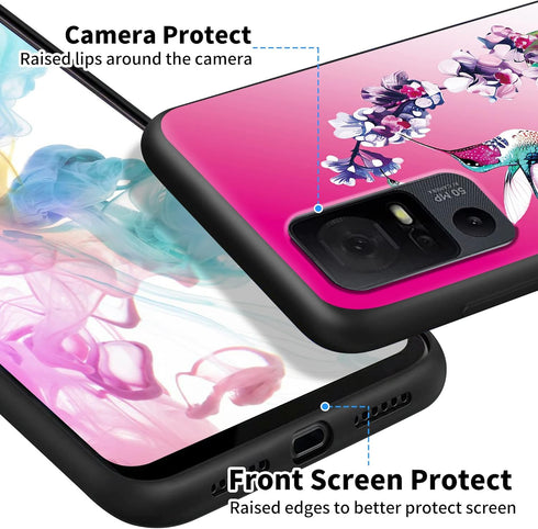 for TCL 40XL Phone Case 6.75" Hummingbird Girl Design Screen Protector Portable Kickstand Soft Slim Lightweight for TCL 40 XL Case TPU Cover......
