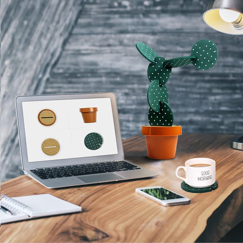 Cactus Coasters Set for Drinks of 6 Pieces,Funny Coasters Cactus Gift with Flowerpot Holder for Home Office Bar Decor...