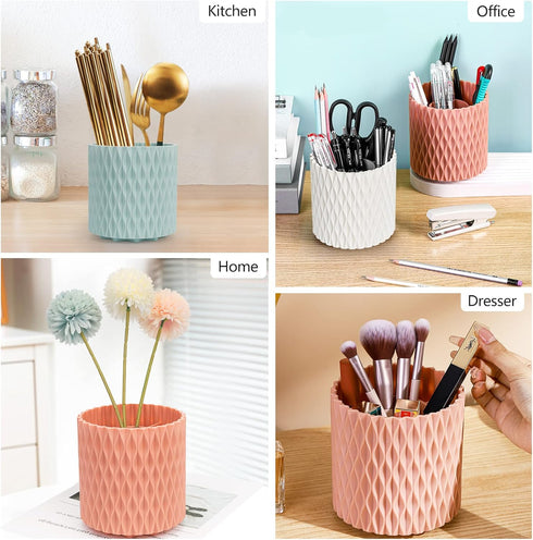Makeup Brush Holder 360° Rotating Organizer 5 Slot Cosmetic Storage Makeup Brushes Cup Pen Holder for Vanity, Desk,Bathroom Countertops,Nordic Sty...