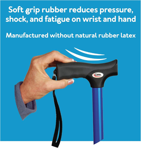 Carex Soft Grip Folding Cane - Foldable Walking Cane For Women and Men - Adjustable Height (33"-37"), Anti-Slip Rubber Tip, Soft Derby Style Ergon...