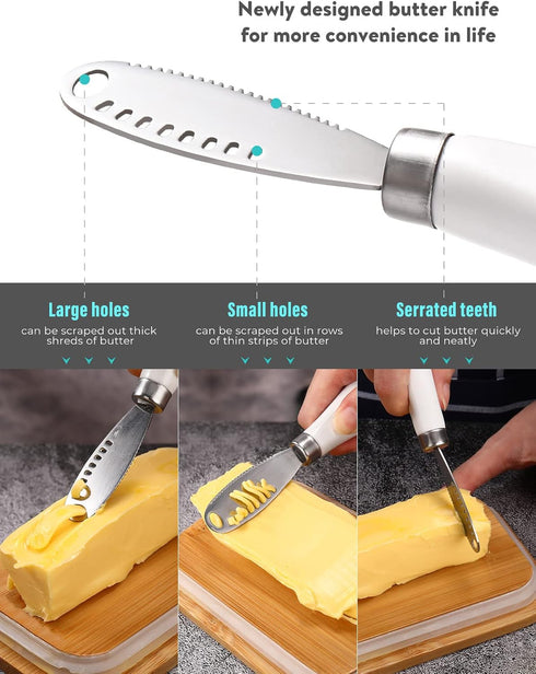 Metal Butter Dish with Lid for Countertop,Large Butter Container with Stainless Steel Multipurpose Butter Knife, Butter Keeper with Double High-qu...