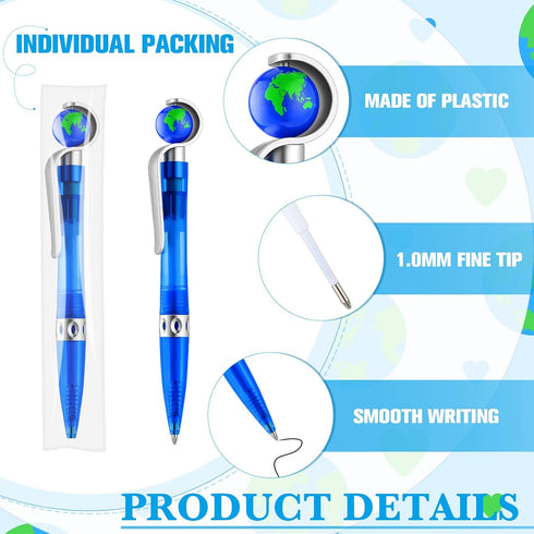 Teling Earth Pens Retractable Cute Globe Pens Bulk 1.0 mm Tellurion Shape Earth Day Pens Black Ink World Ballpoint Pens for Kids Adults Accessorie...