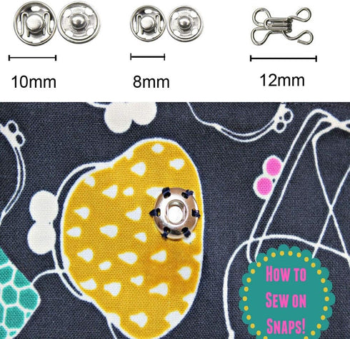 180 Sets Sew-On Snap button - 8mm & 10mm Sewing Snaps,Baby Snaps for Clothing,Shirt,Doll,Diapers,DIY craft...