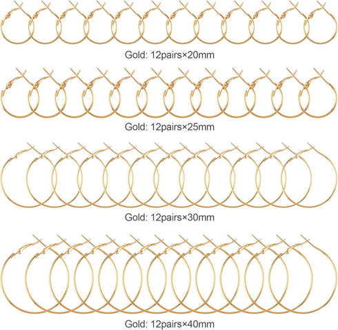 PAGOW 96Pcs Earring Hoops for Jewelry Making, Hypoallergenic Alloy Round Earrings Finding, Gold Open Beading DIY Earrings Craft Art Accessories...