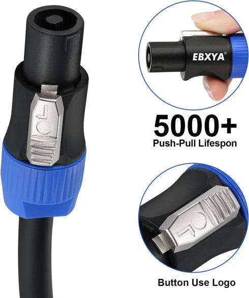 EBXYA 6 Feet Speakon Speaker Cable 12 AWG - Speakon to Speakon Audio Cables Neutrik NL4FX (NL4FC) Wire 6 Ft - 2 Conductor....
