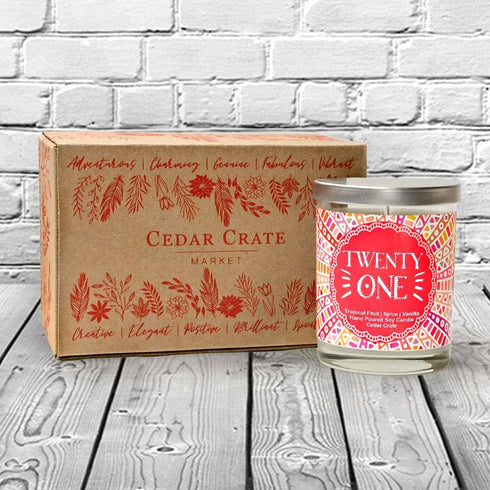 Cedar Crate Market - Twenty One - 21st Birthday Gifts for Her, Finally Legal, R.I.P Fake ID, 21st Birthday Candles Gift idea for Women, Happy Bday...