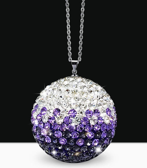 Rear View Mirror Bling Crystal Ball Charms Purple Car Accessories for Women...